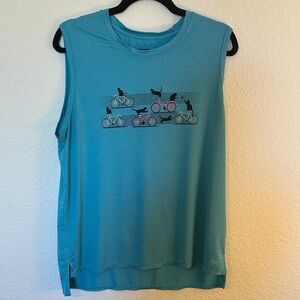 Terry Sleeveless Teal Cycling Tee